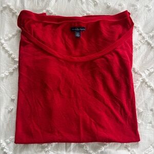 American Eagle Outfitters Red Ribbed Scoop Neck Cap Sleeve Top